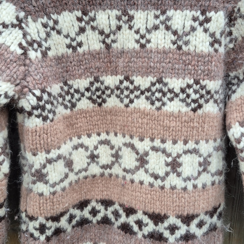 Vintage Cowichan Cardigan Sweater Thick Warm Wool - Picture 11 of 17